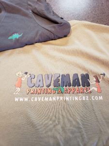 Vinyl application, Caveman Logo on t-shirt